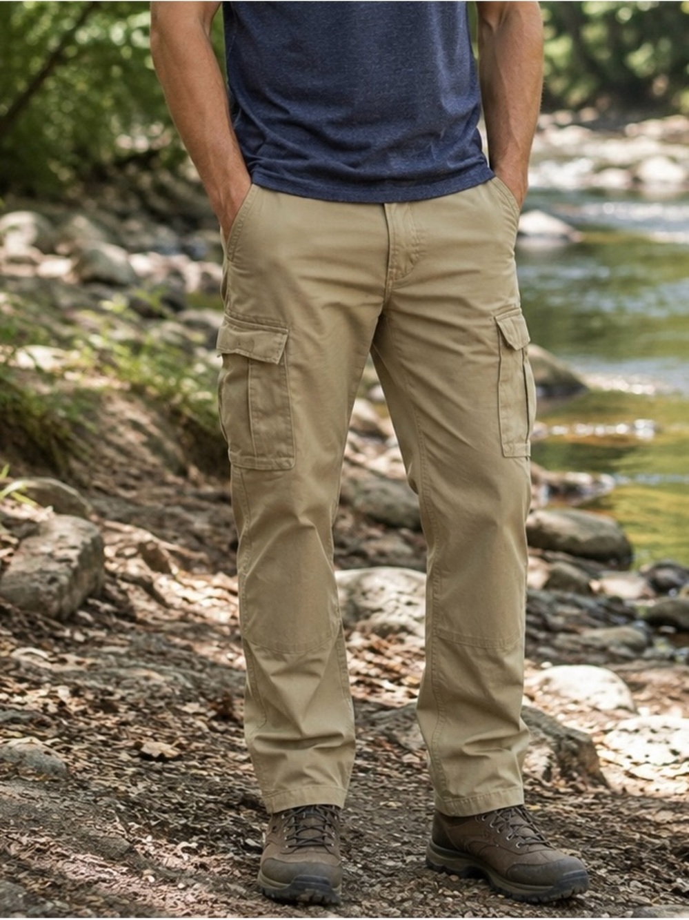 Nautica Men's Tan Cargo Pants - Outdoor Utility Trousers